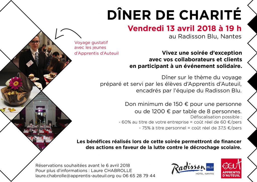 Invitation dîner de charité 2018